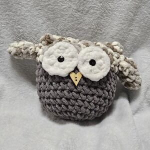 Handmade Crocheted Owl Plush Toy Chunky Knit Whimsical Fairy Forest Birds